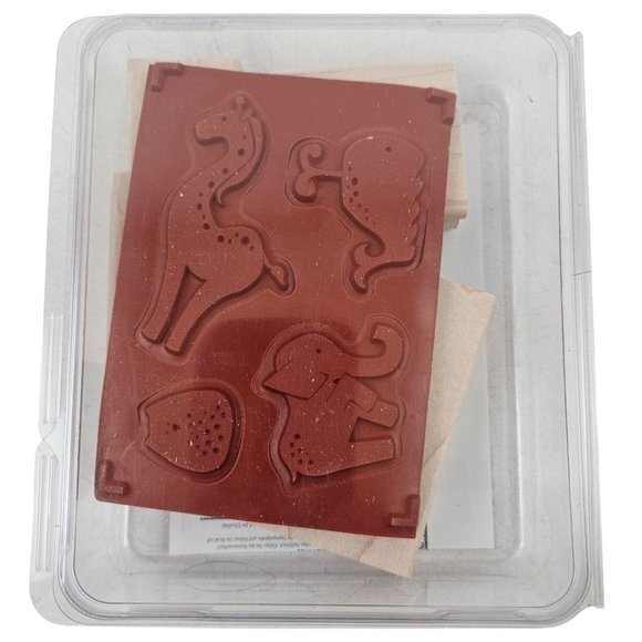 Stampin Up Animal Stories Set Rubber Stamps Wood Mount Scrapbooking Craft - Picture 4 of 6